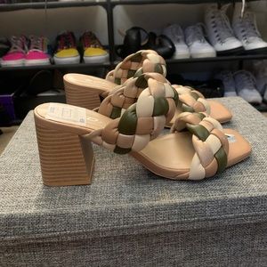 Soda Tan Chunky Heels Braided